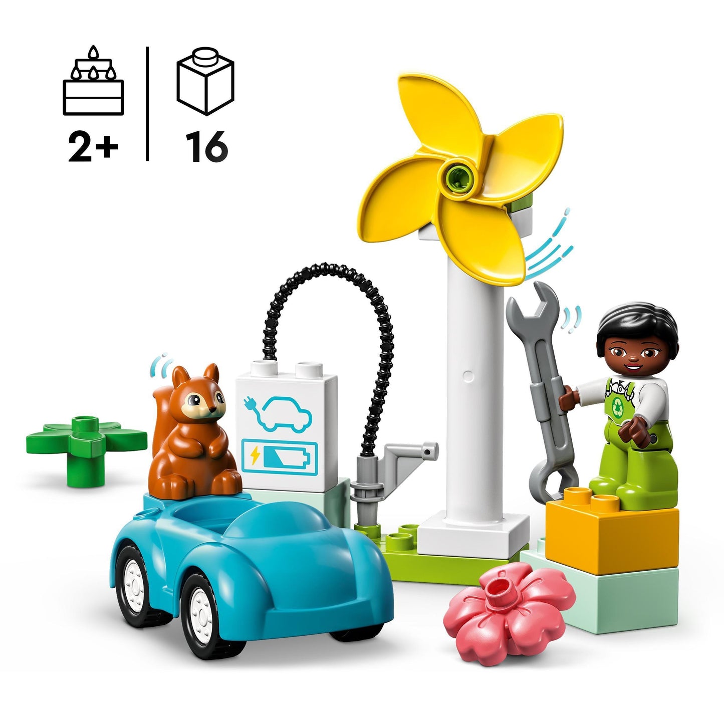 LEGO Wind turbine en electrische auto 10985 DUPLO | 2TTOYS ✓ Official shop<br>