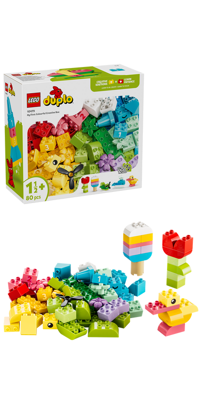 LEGO DUPLO Kleurrijke Creatieve Doos - Bouwpakket voor Kinderen met Cijferstenen, Dieren, Voertuigen en Speelgoed Eten - Cadeau voor Jongens en Meisjes vanaf 1 Jaar - 10479