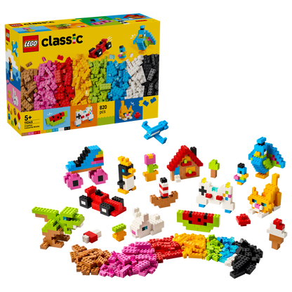 LEGO Classic Kleurrijke creatieve stenen Bouwpakket voor Kinderen Om te Knutselen met Dieren Figuren, Dinosaurussen en Voertuigen incl. Auto - Cadeau voor Jongens en Meisjes vanaf 5 Jaar 11045