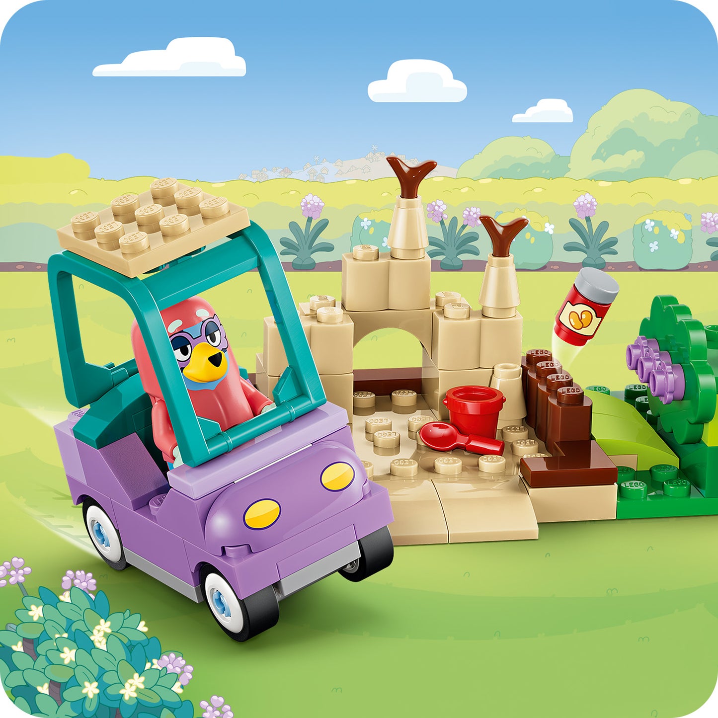 LEGO Bluey Oma’s met Bingo en Bluey - Educatief Speelgoed voor Peuters met Auto, 2 Minifiguren en Tuin - Montessori Set - Verjaardagscadeau voor Meisjes en Jongens vanaf 4 Jaar - 11216