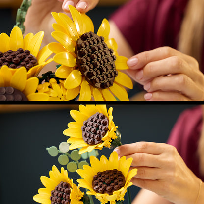 LEGO Botanicals Boeket met Zonnebloemen – Kunstbloemen Bouwpakket voor Volwassenen – Nepbloemen Set met Eucalyptusstelen – Slaapkamer- en Woonkamerdecoratie – DIY Cadeau voor Vrouwen – 11502