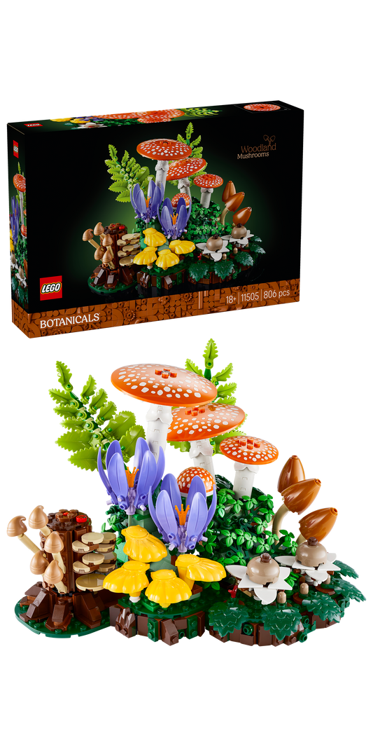 LEGO Botanicals Bospaddenstoelen - Kunstplanten Bouwpakket voor Volwassenen - Incl. een Paddenstoel en Nepbloemen - Woondecoratie en Bureau-Accessoire - DIY Cadeau voor Vrouwen en Mannen 11505