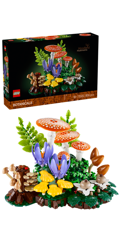 LEGO Botanicals Bospaddenstoelen - Kunstplanten Bouwpakket voor Volwassenen - Incl. een Paddenstoel en Nepbloemen - Woondecoratie en Bureau-Accessoire - DIY Cadeau voor Vrouwen en Mannen 11505