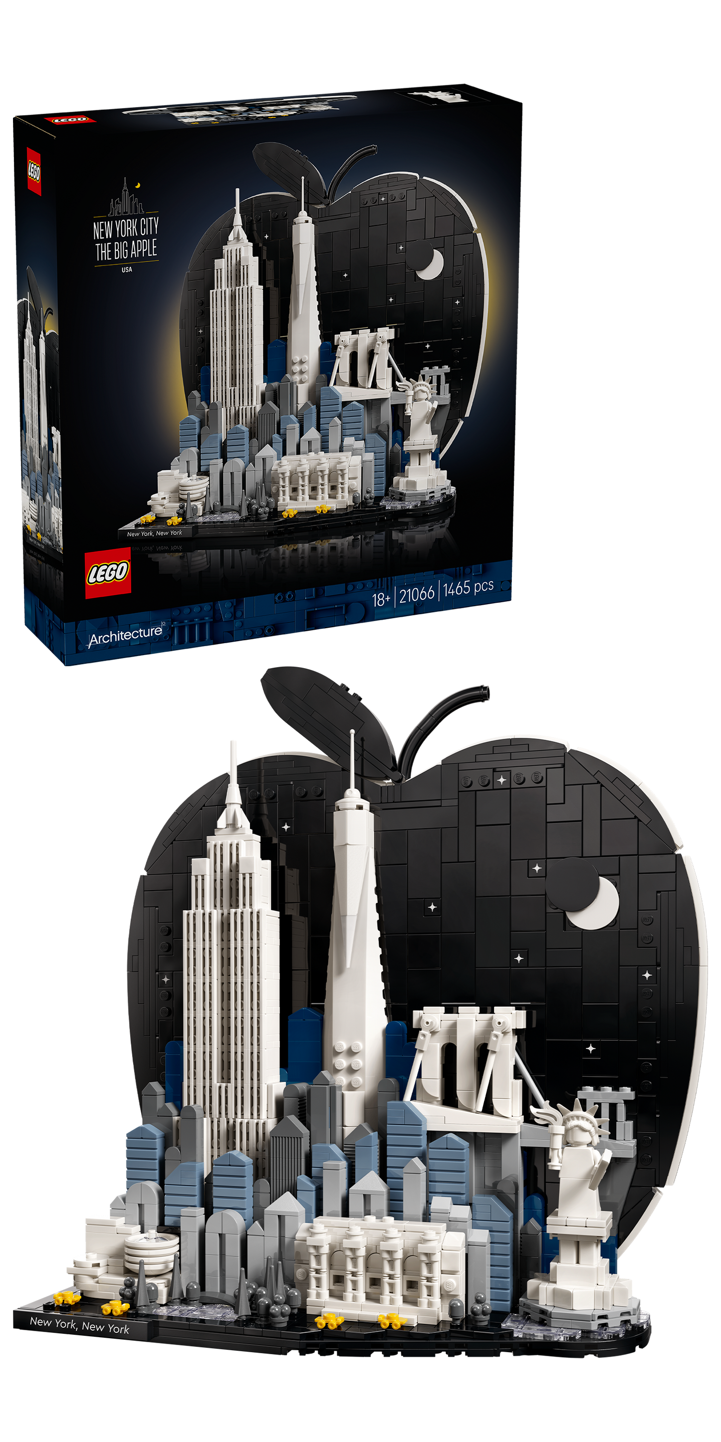 LEGO Architecture New York City – The Big Apple Bouwpakket voor Volwassenen met Bezienswaardigheden incl. Empire State Building en Brooklyn Bridge - Woondecoratie of Kantoor Decoratie - Cadeau 21066