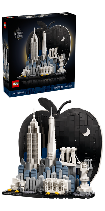 LEGO Architecture New York City – The Big Apple Bouwpakket voor Volwassenen met Bezienswaardigheden incl. Empire State Building en Brooklyn Bridge - Woondecoratie of Kantoor Decoratie - Cadeau 21066