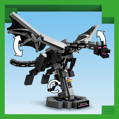 LEGO Minecraft De Enderdraak Bouwpakket voor Kinderen met Interactief Figuur, Vleugels en Portaalstandaard - Kinderkamer Decoratie - Cadeau voor Jongens, Meisjes en Gamers vanaf 10 Jaar - 21595