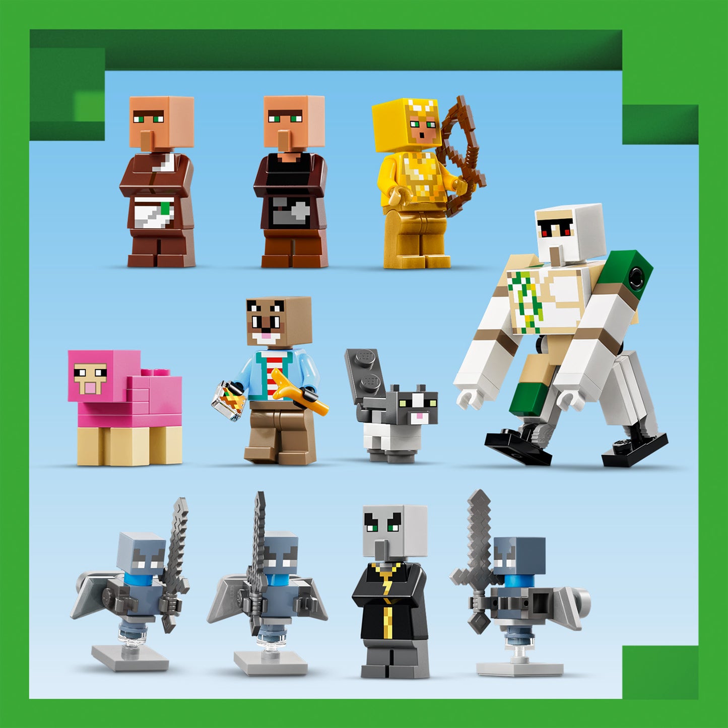 LEGO Minecraft Oproeper Dorpsaanval Bouwpakket voor Kinderen met 11 figuren Incl. Bakker en IJzeren Golem - Kinderkamer Decoratie - Cadeau voor Jongens, Meisjes en Gamers vanaf 9 Jaar - 21596
