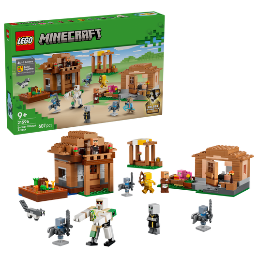 LEGO Minecraft Oproeper Dorpsaanval Bouwpakket voor Kinderen met 11 figuren Incl. Bakker en IJzeren Golem - Kinderkamer Decoratie - Cadeau voor Jongens, Meisjes en Gamers vanaf 9 Jaar - 21596