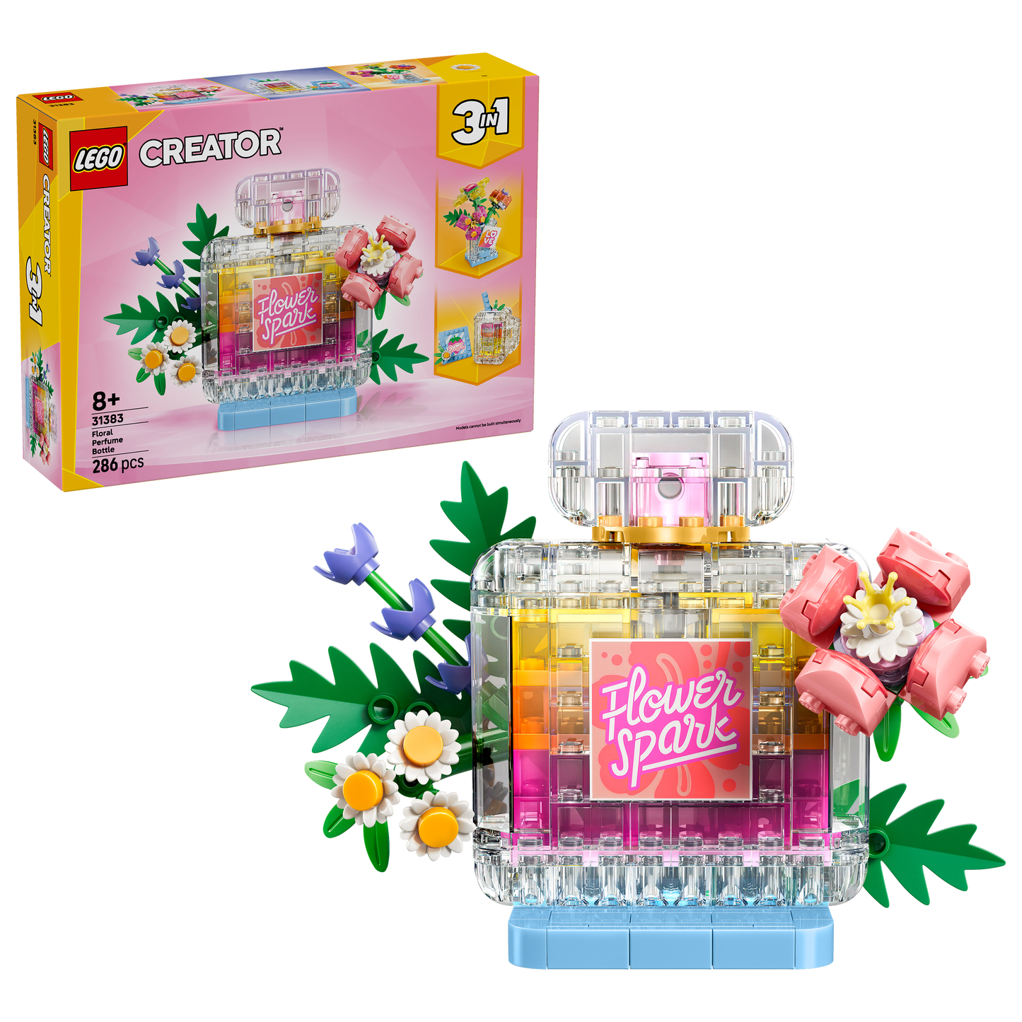 LEGO Creator 3in1 Parfumfles met Bloemen Speelgoed - Bouwpakket voor Kinderen - Verandert in een Vaas of Smoothie - Kinderkamer Decoratie - Cadeau voor Meisjes en Jongens Vanaf 8 Jaar - 31383