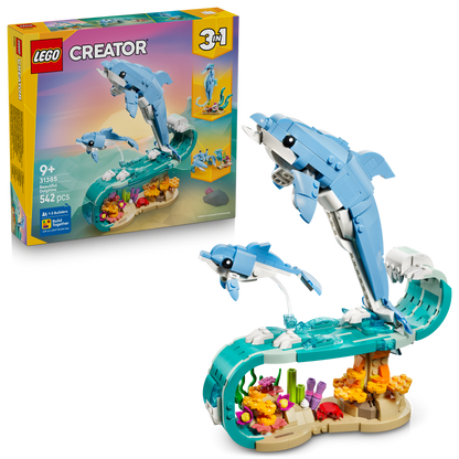 LEGO® Creator 3in1 Zeedieren: Prachtige Dolfijnen - Bouw Om tot een Zeepaardje of Krab - 31385