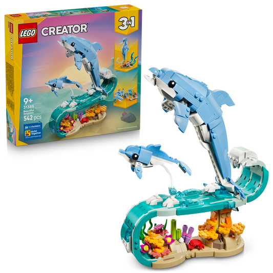 LEGO® Creator 3in1 Zeedieren: Prachtige Dolfijnen - Bouw Om tot een Zeepaardje of Krab - 31385