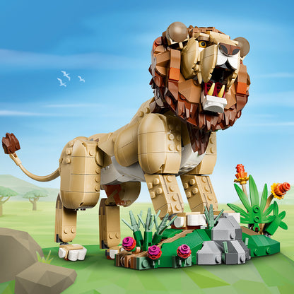 LEGO Creator 3in1 Wilde Dieren: Majestueuze Leeuw Speelgoed - Dieren Figuur Verandert in Leeuwin en 2 Welpen - Kinderkamer Decoratie - Cadeau voor Meisjes en Jongens Vanaf 9 Jaar - 31386