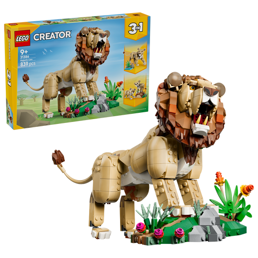 LEGO Creator 3in1 Wilde Dieren: Majestueuze Leeuw Speelgoed - Dieren Figuur Verandert in Leeuwin en 2 Welpen - Kinderkamer Decoratie - Cadeau voor Meisjes en Jongens Vanaf 9 Jaar - 31386