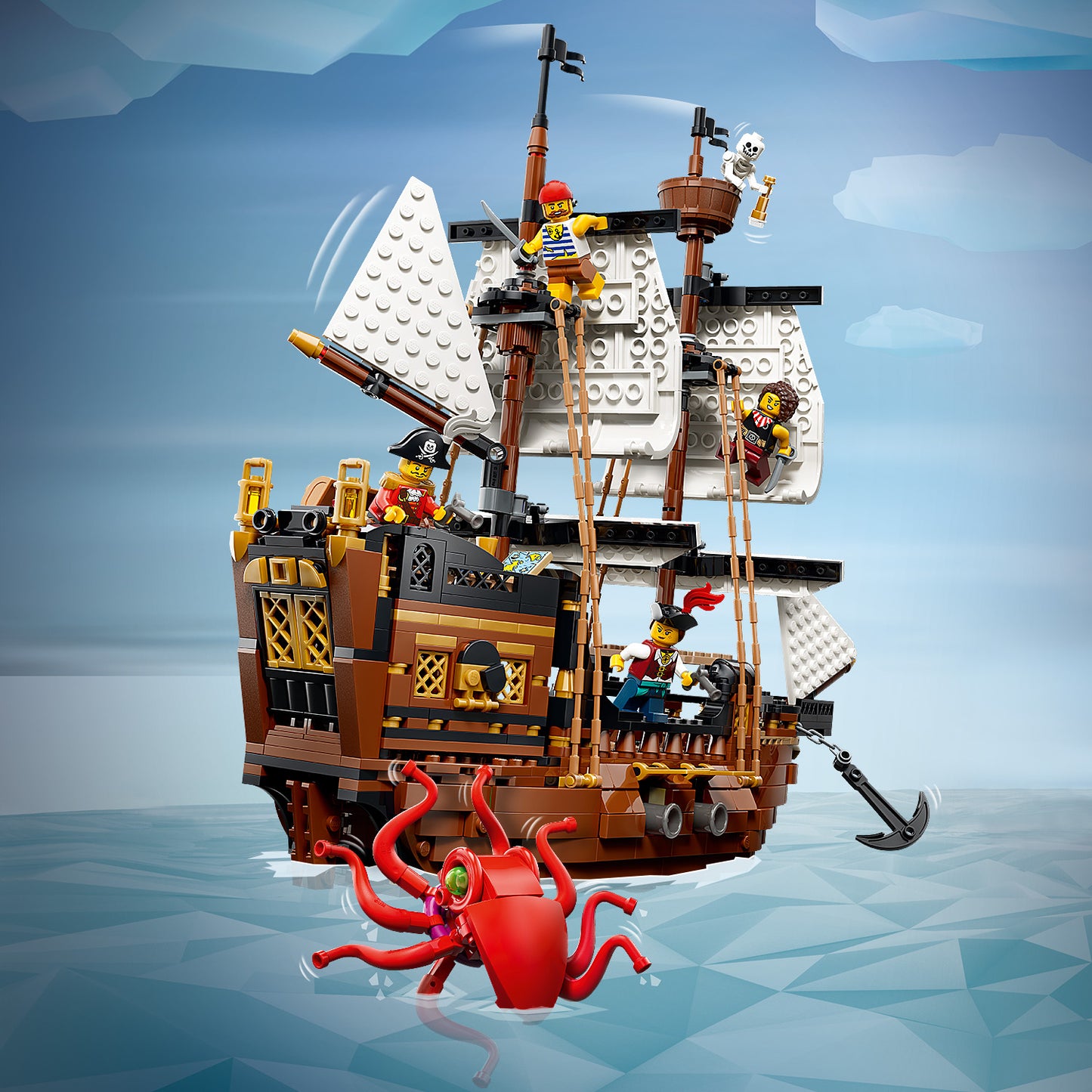 LEGO Creator 3-in-1 Klassiek Piratenschip Speelgoed - Bouwpakket voor Kinderen - Verandert in Speelgoed Kasteel of 2 Boten - Kinderkamer Decoratie - Cadeau voor Jongens en Meisjes vanaf 9 Jaar 31387