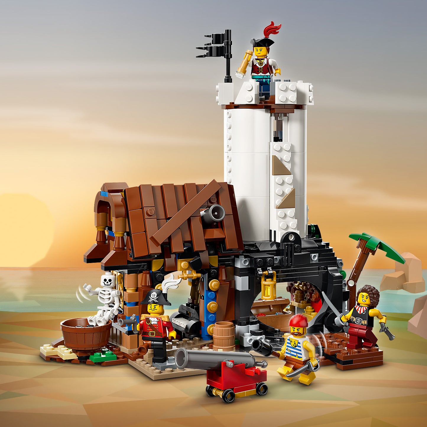 LEGO Creator 3-in-1 Klassiek Piratenschip Speelgoed - Bouwpakket voor Kinderen - Verandert in Speelgoed Kasteel of 2 Boten - Kinderkamer Decoratie - Cadeau voor Jongens en Meisjes vanaf 9 Jaar 31387
