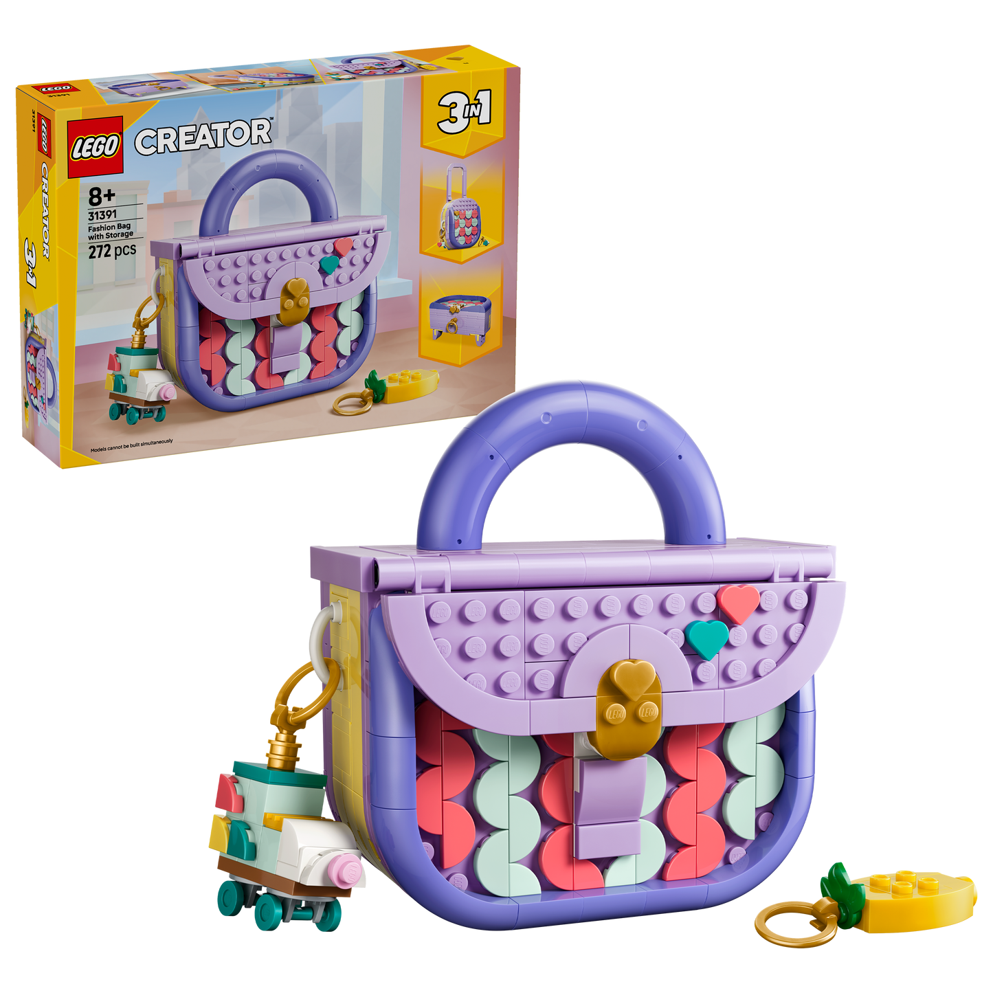 LEGO Creator 3in1 Stijlvolle Tas met Opbergruimte Speelgoed - Bouwpakket voor Kinderen - Verandert in Koffer of Opbergdoos - Kinderkamer Decoratie - Cadeau voor Meisjes en Jongens Vanaf 8 Jaar - 31391