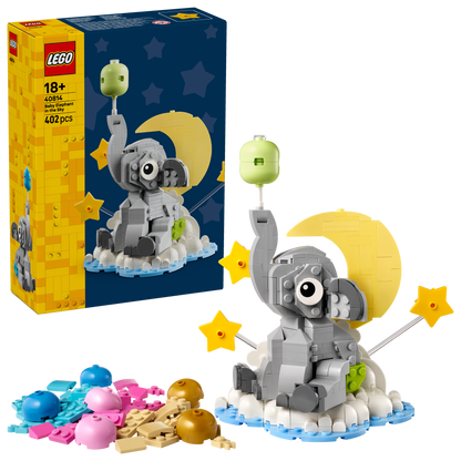 LEGO Babyolifantje - Bouwpakket voor Volwassenen met Dieren Figuur en Accessoires - Woondecoratie - Kraamcadeau, Babyshower Cadeau of Gender Reveal Geschenk voor Ouders - 40814