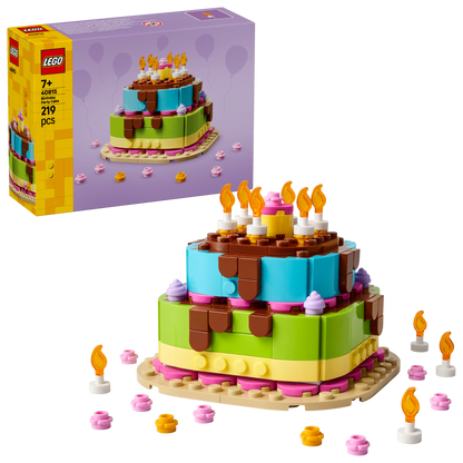 LEGO Verjaardagstaart - Knutselpakket voor Kinderen met Speelgoed Taart met 10 Kaarsen, Glazuur en Bloemen - Tafeldecoratie en Feestartikel - Cadeau voor Jongens en Meisjes vanaf 7 Jaar 40815