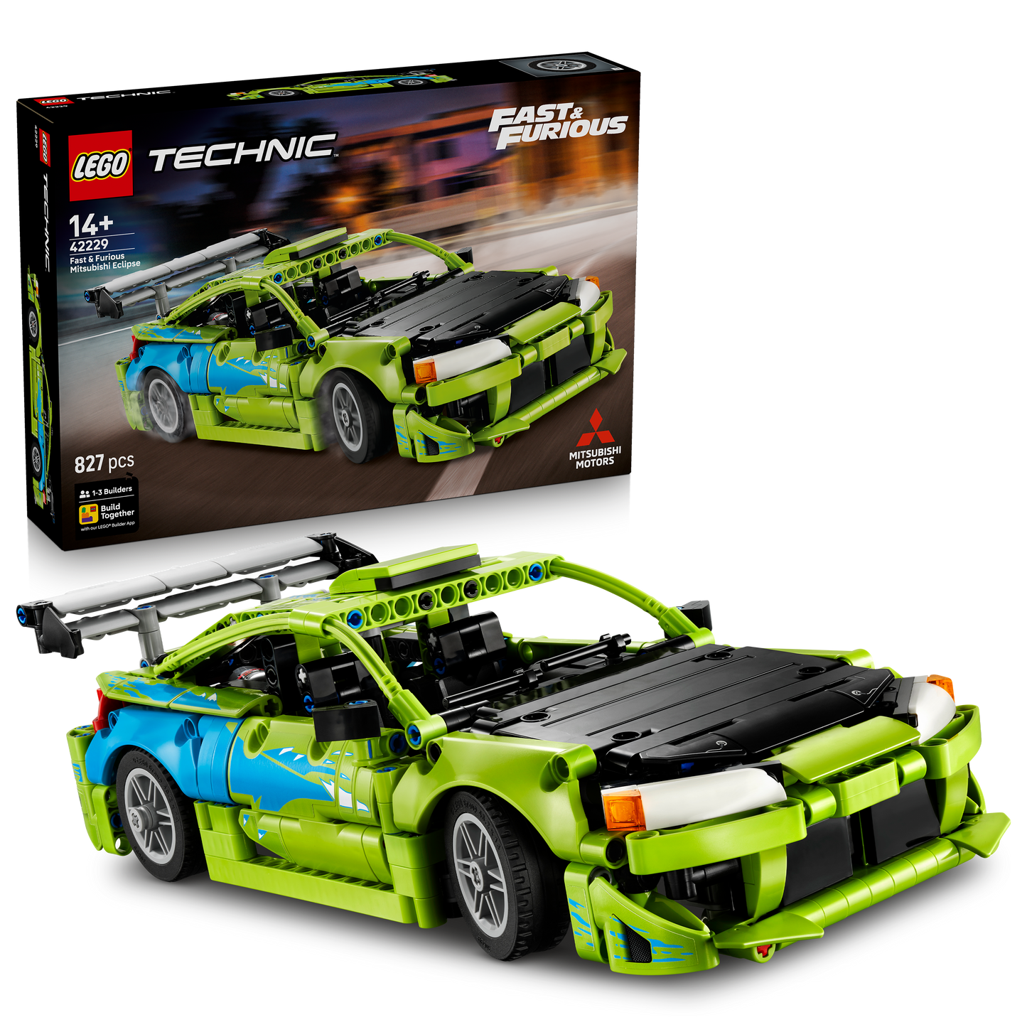 LEGO Technic Fast and Furious Mitsubishi Eclipse Auto Bouwpakket voor Kinderen - Incl. Besturing en 2 NOS-flessen - Cadeau voor Jongens en Fans van de Film Vanaf 14 Jaar - 42229