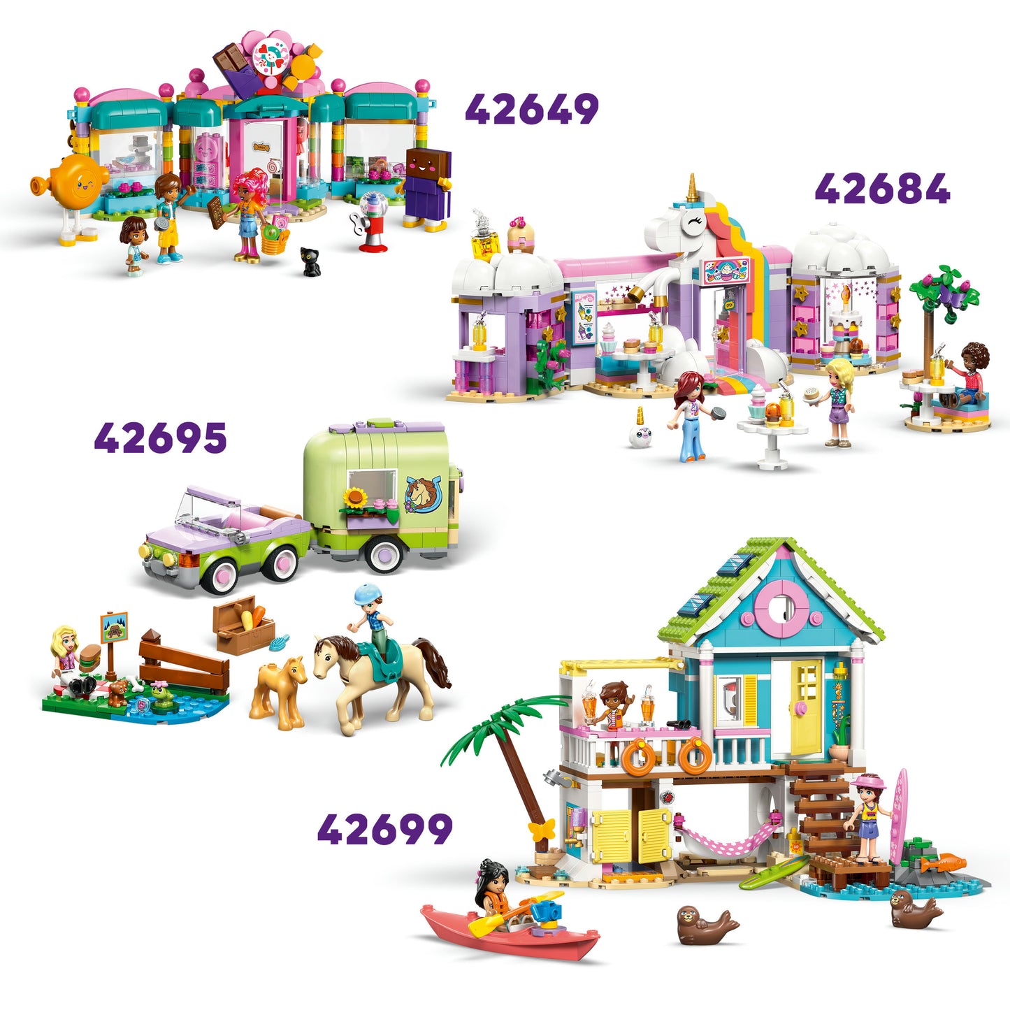 LEGO® Friends IJsjes- en Ballonnenkraam - Fantasiespeelgoed - 2 Minipoppetjes, Ballonnen en Fiets - 42692