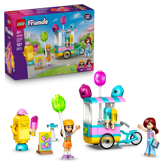 LEGO® Friends IJsjes- en Ballonnenkraam - Fantasiespeelgoed - 2 Minipoppetjes, Ballonnen en Fiets - 42692
