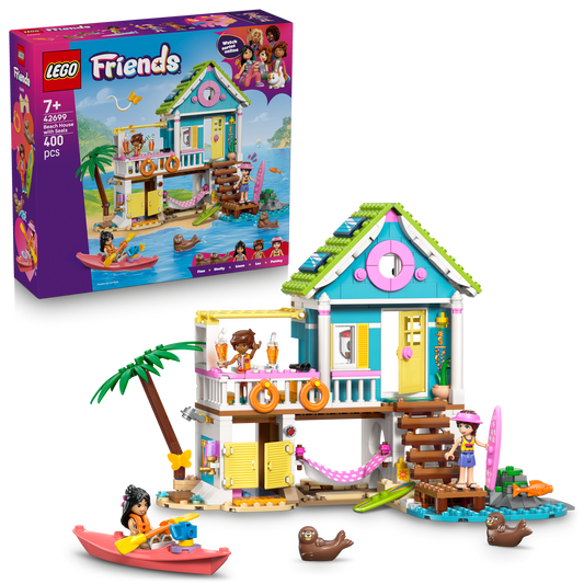 LEGO® Friends Strandhuis met Zeehonden - Bouwset met 3 Minipoppetjes en 2 Zeehondenfiguren - 42699