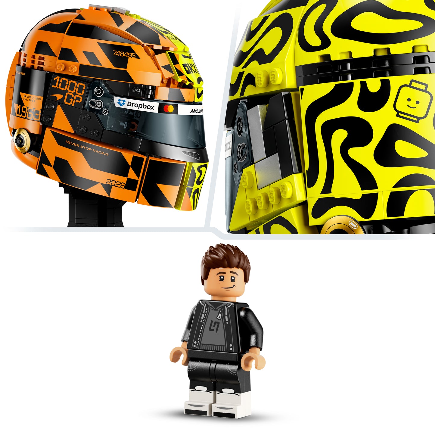 LEGO Editions McLaren Mastercard F1 Team Helm van Lando Norris - F1 Merchandise - Bouwpakket voor Kinderen met Formule 1 Coureur Minifiguur - Cadeau voor Jongens en Fans vanaf 14 Jaar 43023