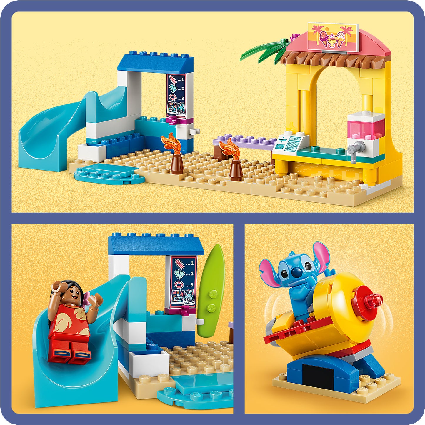 LEGO | Disney Strandplezier met Lilo en Stitch Bouwbaar Speelgoed voor Kinderen met 2 Speelgoedwinkels, Ruimterit en 2 Poppetjes - Montessori Cadeau voor Meisjes en Jongens vanaf 4 Jaar 43280
