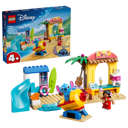 LEGO | Disney Strandplezier met Lilo en Stitch Bouwbaar Speelgoed voor Kinderen met 2 Speelgoedwinkels, Ruimterit en 2 Poppetjes - Montessori Cadeau voor Meisjes en Jongens vanaf 4 Jaar 43280