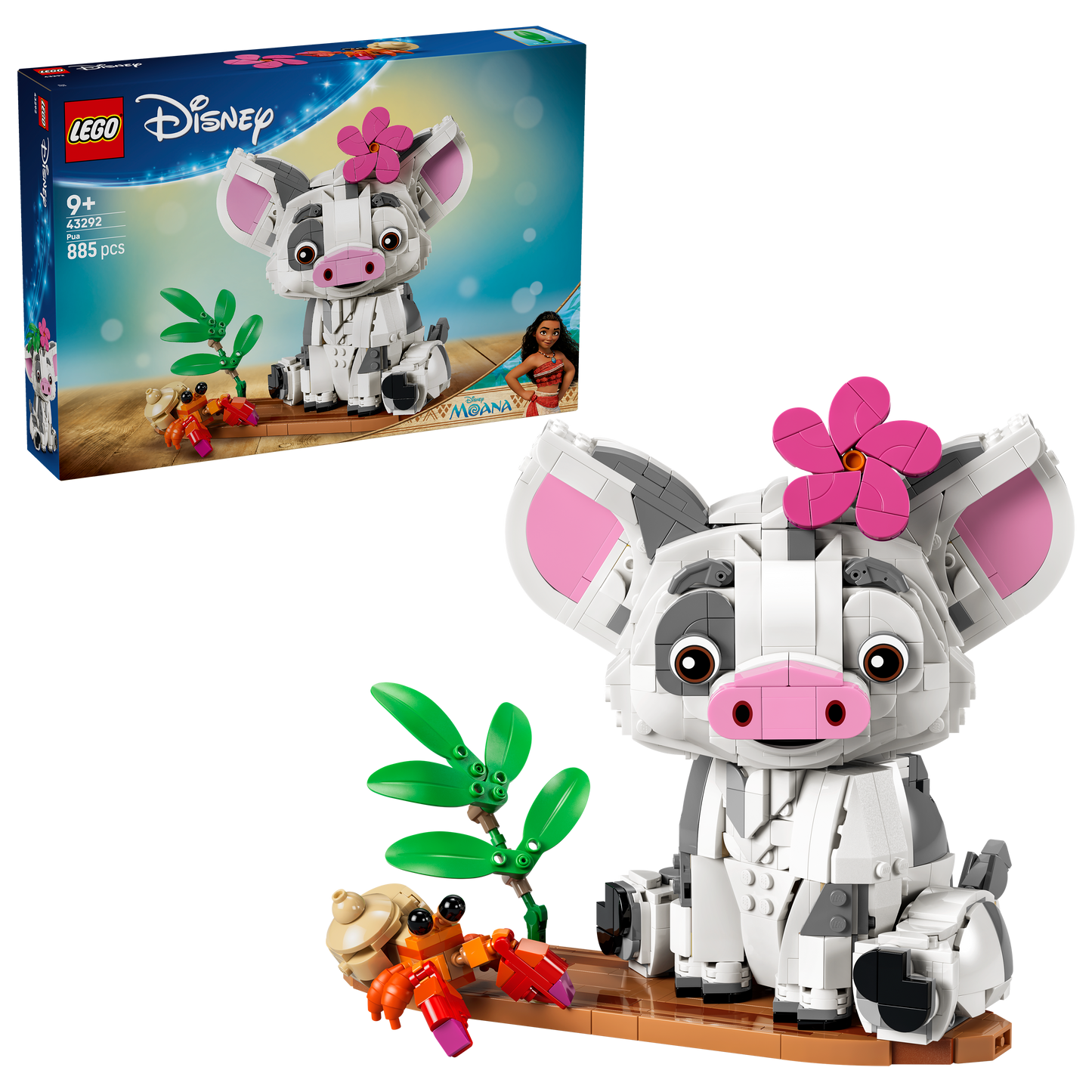LEGO | Disney Vaiana Pua - Bouwbaar Dieren Speelgoed voor Kinderen met Bloem, Krab en Vlotstandaard - Kinderkamer Decoratie - Cadeau voor Meisjes en Jongens vanaf 9 Jaar en Filmliefhebbers - 43292