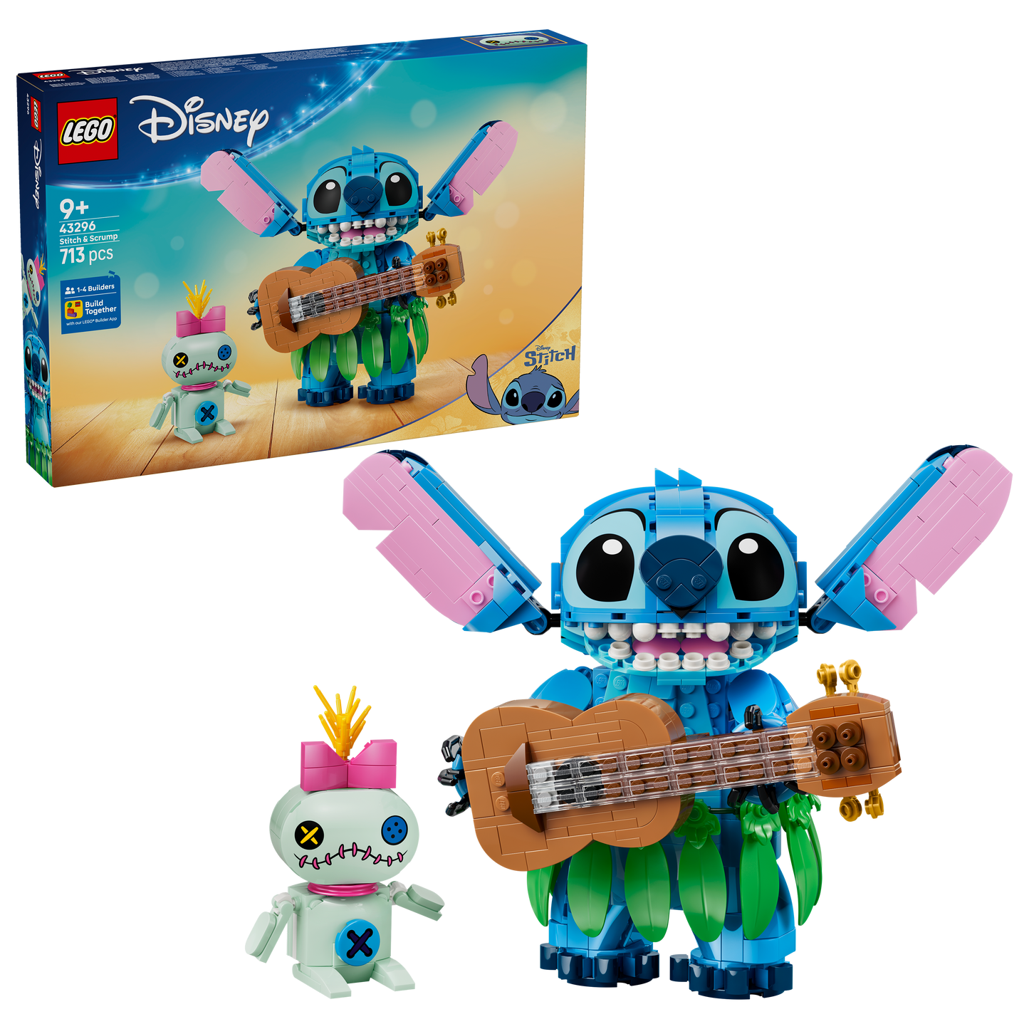 LEGO | Disney Stitch en Scrump - Bouwbaar Speelgoed voor Kinderen Incl. 2 Poppetjes met Accessoires en Ukulele - Kinderkamer Decoratie - Cadeau voor Meisjes en Jongens vanaf 9 Jaar 43296