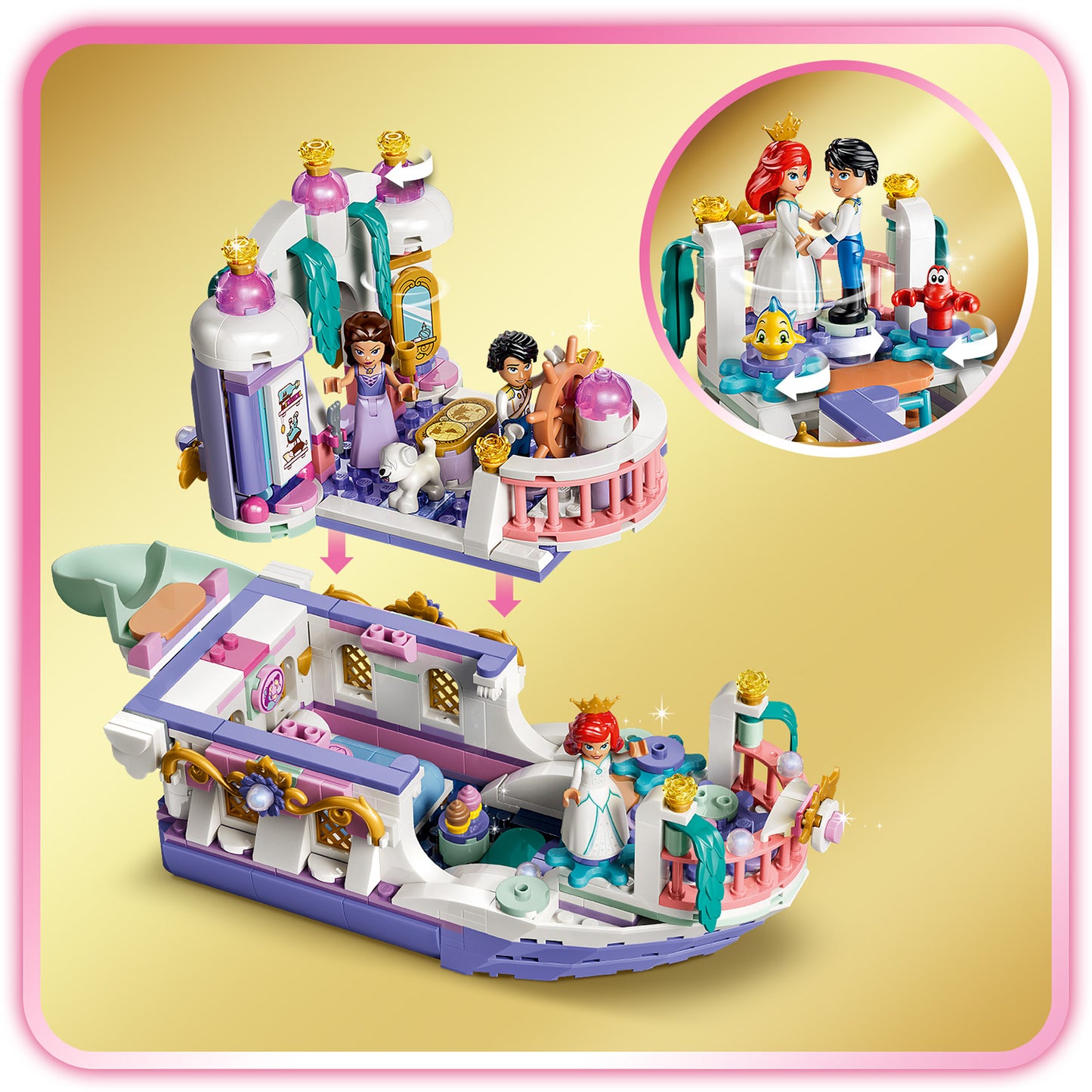 LEGO | Disney Princess Ariëls Koninklijke Trouwboot - Kleine Zeemeermin Bouwpakket voor Kinderen met 7 Poppetjes Incl. Ariël en Ursula - Decoratie - Cadeau voor Meisjes en Jongens vanaf 6 Jaar 43299