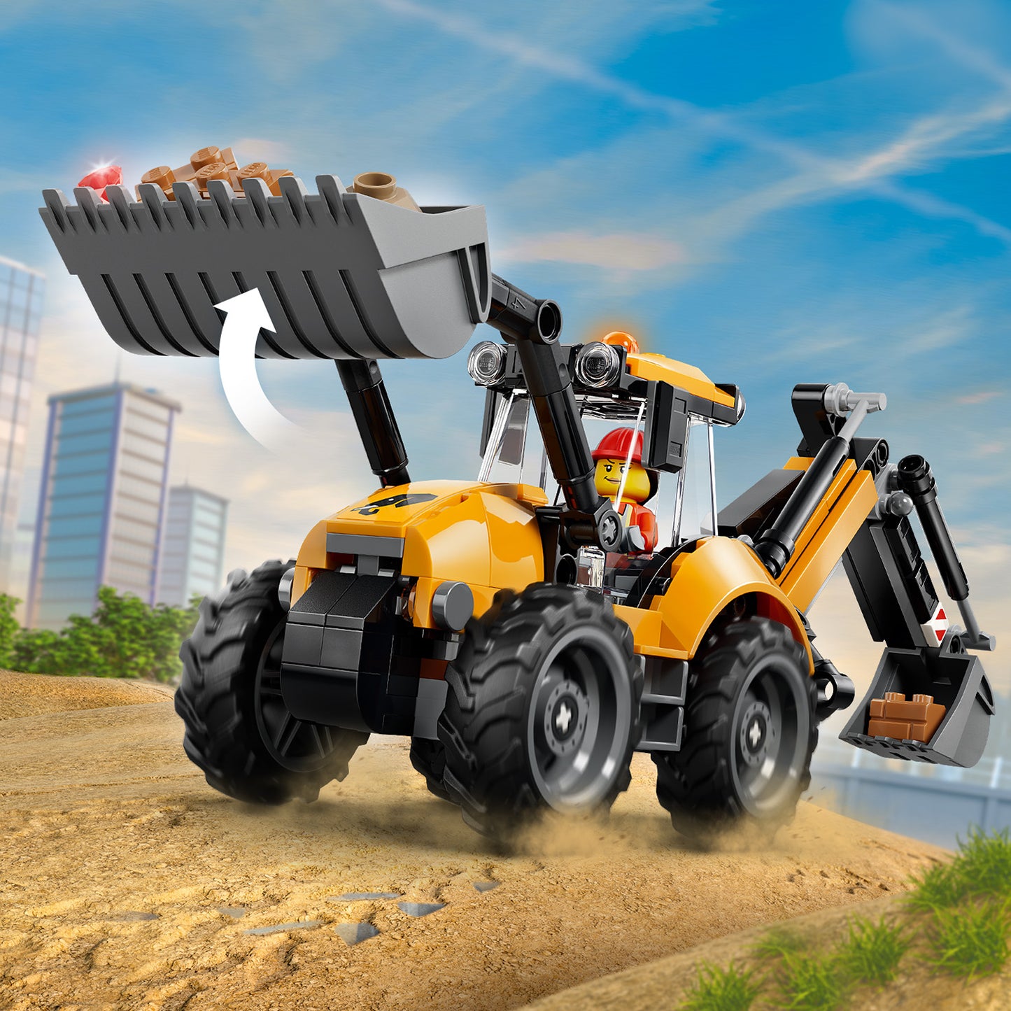LEGO City Gele graaflaadmachine - Bouwpakket voor Kinderen met Tractor en 2 Minifiguren, Werkende voorlader en Graafarm - Cadeau voor Jongens en Meisjes Vanaf 7 Jaar - 60480