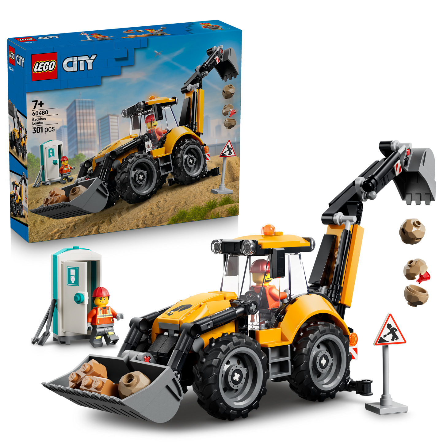 LEGO City Gele graaflaadmachine - Bouwpakket voor Kinderen met Tractor en 2 Minifiguren, Werkende voorlader en Graafarm - Cadeau voor Jongens en Meisjes Vanaf 7 Jaar - 60480