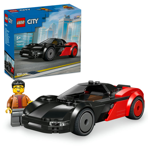 LEGO® City EV Supercar Bouwset - Kleine Sportwagen met Minifiguur van Coureur voor Kinderen - 60486