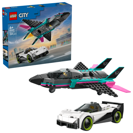 LEGO® City Straalvliegtuig vs. Sportauto - Bouwset met Speelgoedauto en 2 Minifiguren voor Kinderen Vanaf 6 Jaar - 60489
