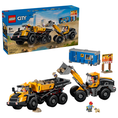 LEGO City Kiepwagen en voorlader Voertuigen - Bouwpakket voor Kinderen met Bouwplaatsvoertuigen, Werkende Functies en 3 Minifiguren - STEM Cadeau voor Jongens en Meisjes Vanaf 8 Jaar - 60494