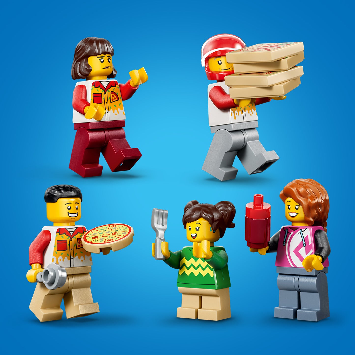LEGO City Pizzacentrale met voertuigen - Bouwpakket voor Kinderen met Speelgoed Auto, Scooter, Drone, Speelmachine en 4 Minifiguren - Verjaardagscadeau voor Jongens en Meisjes Vanaf 6 Jaar - 60496