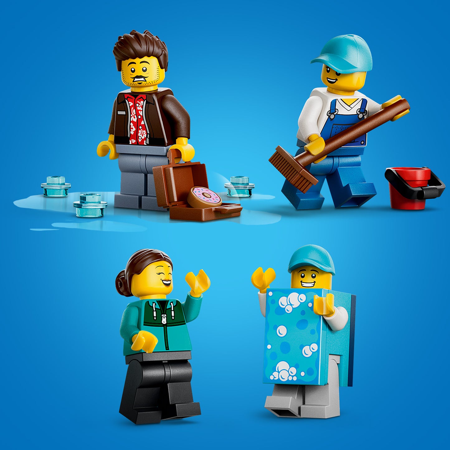 LEGO City Autowasstraat - Bouwpakket voor Kinderen met 2 Speelgoed Auto's, Wasfunctie en 4 Minifiguren Met Accessoires - Verjaardagscadeau voor Jongens en Meisjes Vanaf 6 Jaar - 60497