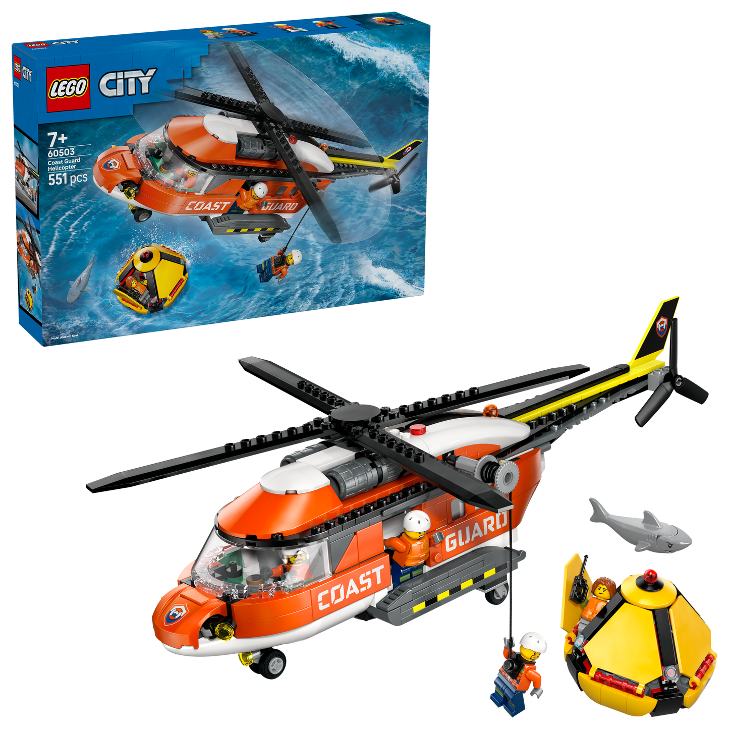 LEGO® City Kustwacht Helikopter - Bouw- en Speelset - Hulpdienstvoertuig - Speelgoed met 4 Minifiguren - 60503