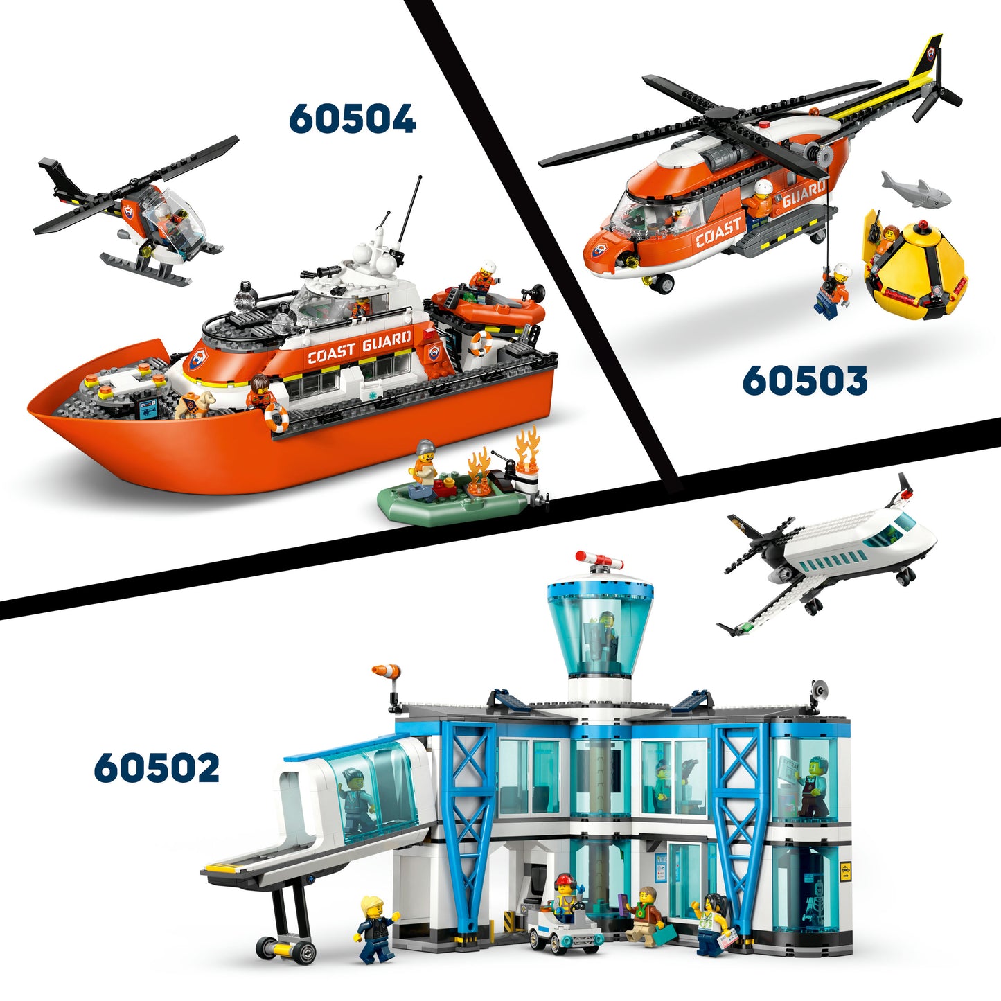 LEGO® City Vliegtuig, Servicewagen en Hovercraft Remix - Bouw- en Speelset met Hulpdienstvoertuigen - 60505