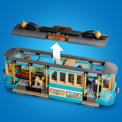 LEGO City Klassieke Strandtram - Bouwpakket voor Kinderen met Spoor, Straatdecor, 5 Minifiguren en 5 Speelgoed Dieren Figuren - Cadeau Voor Jongens en Meisjes Vanaf 7 Jaar - 60506