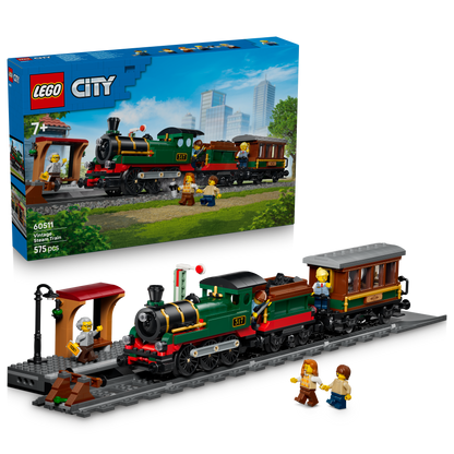 LEGO City Vintage Stoomtrein - Bouwpakket voor Kinderen met Station, Rails, Cabinebediening, Stopsein en 5 Minifiguren - Verjaardagscadeau voor Jongens en Meisjes Vanaf 7 Jaar - 60511