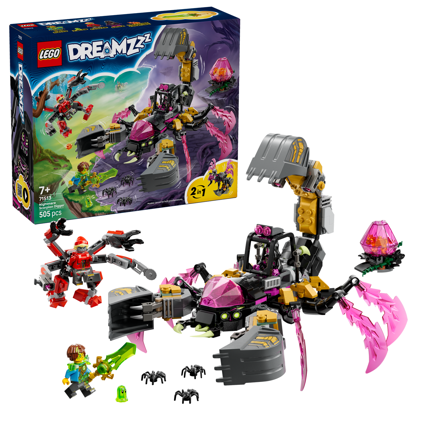 LEGO DREAMZzz 2in1 Nachtmerrie Schorpioengraver Bouwpakket met Dieren Speelgoed voor Kinderen 71513