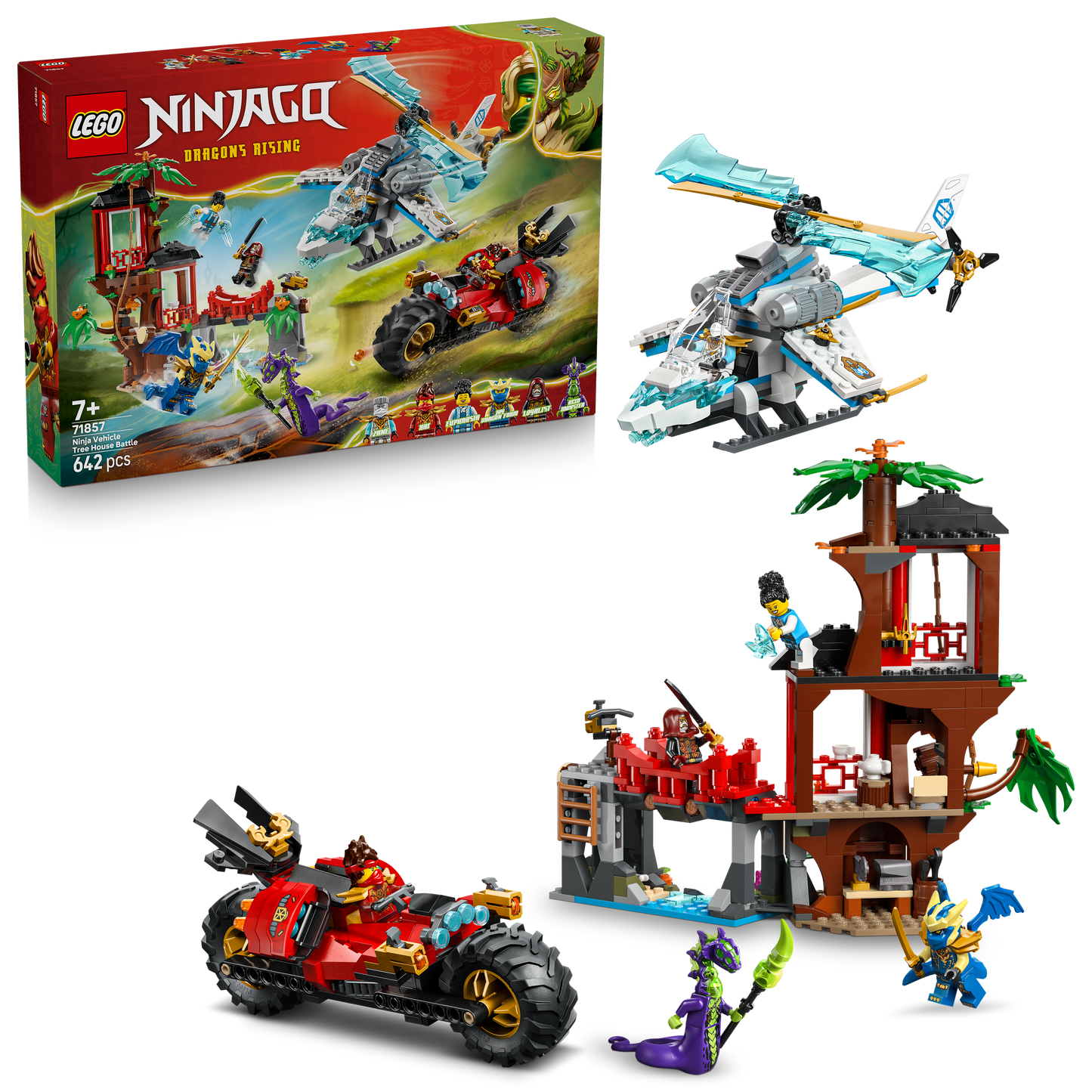EGO® NINJAGO® Ninjavoertuigen bij de Boomhut - Actiespeelgoed - Speelset met 6 Minifiguren - 71857