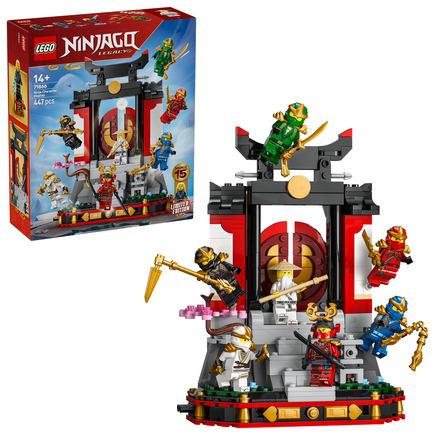 LEGO® NINJAGO® 15-Jarig Jubileum: Display met Ninjapersonages - 8 Minifiguren - Displaystandaard - 71866