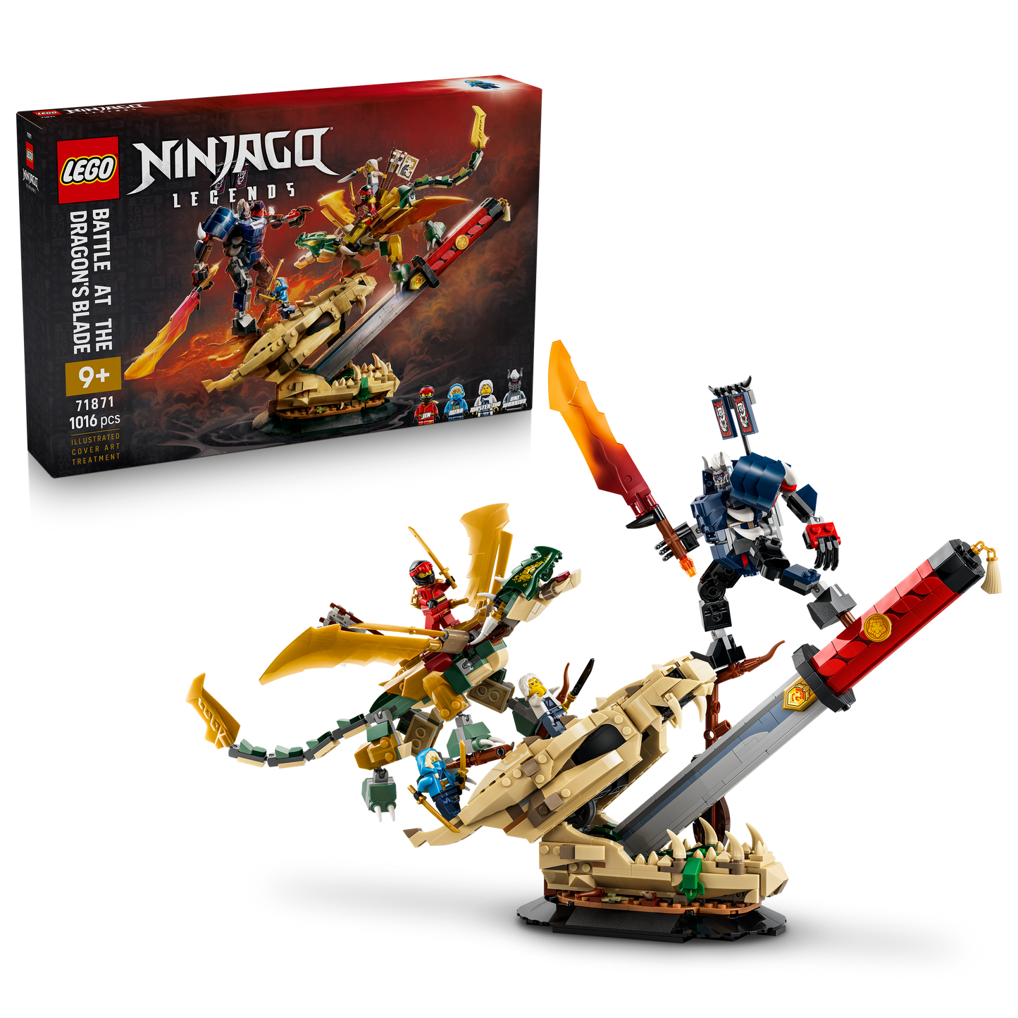 LEGO NINJAGO Strijd bij het Drakenzwaard Bouwpakket voor Kinderen Vanaf 9 Jaar met Actiefiguren met 3 Verschillende Poses - Kinderkamer Decoratie - Cadeau voor Jongens en Meisjes - 71871
