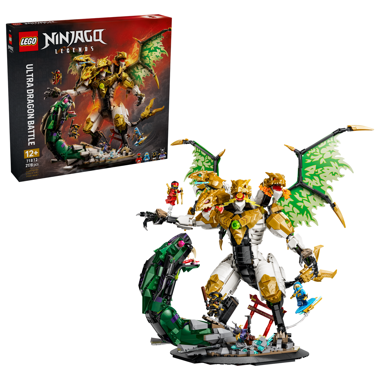LEGO NINJAGO Ultra Drakenstrijd - Draak Speelgoed voor Kinderen Vanaf 12 Jaar - Bouwpakket met Verstelbare Drakenfiguur - Slaapkamer Decoratie - Cadeau voor Jongens, Meisjes en Tieners - 71872
