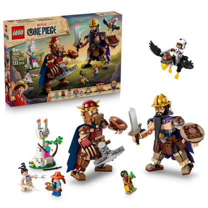 LEGO ONE PIECE Dorry vs. Brogy – Reuzen van Kleine Gaarde – Interactief Speelgoed voor Kinderen met 2 Actiefiguren en 5 Minifiguren – Cadeau voor Jongens en Meisjes vanaf 9 Jaar en Fans – 75644