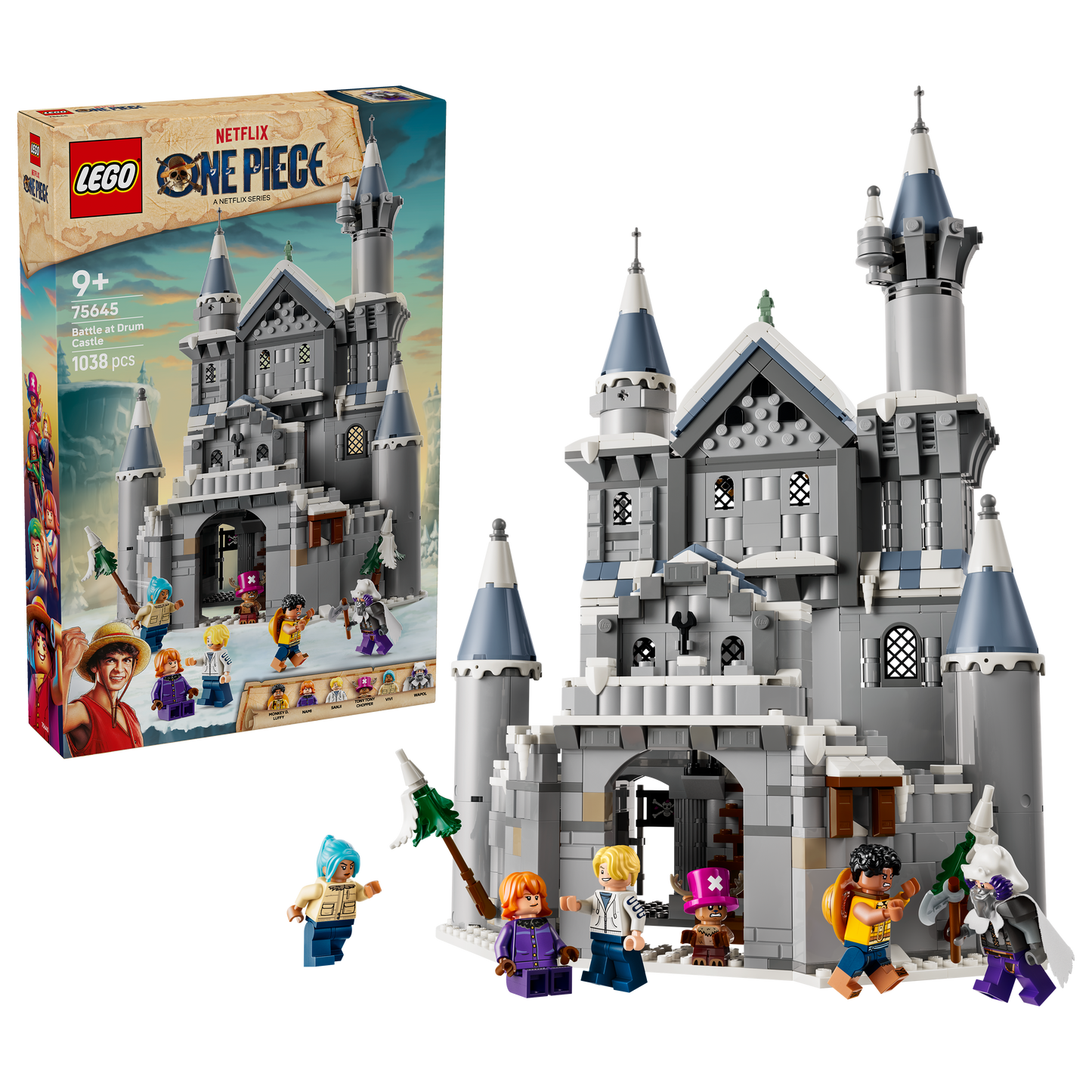 LEGO ONE PIECE Slag bij Kasteel Drum – Bouwpakket voor Kinderen met 6 Minifiguren Incl. Luffy, Nami en Chopper – Kinderkamer Decoratie – Cadeau voor Jongens en Meisjes vanaf 9 Jaar – 75645